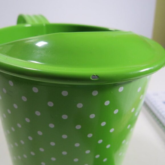 Lime Green Polka Dot Watering Can Metal Spring Decor Item - Picture 9 of 16